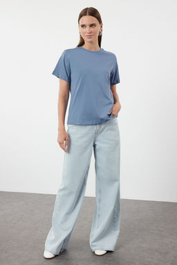 Indigo %100 Pamuk Basic Bisiklet Yaka Orme T-Shirt TWOSS23TS00000