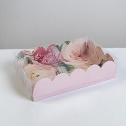 Цена за 5 шт. Коробка для печенья, кондитерская упаковка с пластиковой крышкой, Прекрасные грёзы, 20?30?8 см