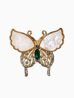 Цена за 2 шт. Брошь «Бабочка», белая в золоте