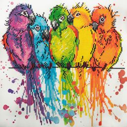 Кристальная (алмазная) мозаика ФРЕЯ ALV-105 Цветные попугайчики 40 х 40 см