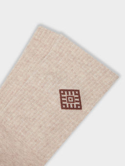Цена за 5 пар! Носки унисекс бежевые с рисунком в виде орнамента - Mark formelle фото 3