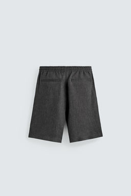 BERMUDA 100% LINO PLIEGUES / Plomo