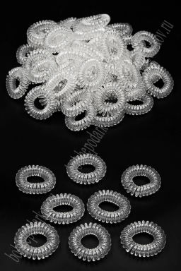 Резинки-пружинки для волос 3,5 см (100 шт) SF-7807, прозрачный №1