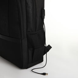 Рюкзак молодёжный, 2 отдела на молнии, 4 кармана, с USB, цвет чёрный - Simaland фото 5