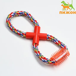 Игрушка тренировочная канатная Восьмерка с зубочисткой, до 27 см, до 140 г, микс цветов