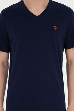 Футболка мужская U.S. Polo Assn базовая темно-синяя из хлопка фото 6