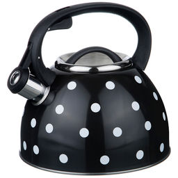 Чайник 2,5л нержавеющая сталь HR732-1 черный в белый горох OLS-001-5