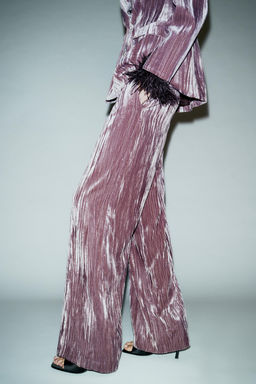 WIDE-LEG VELVET TROUSERS - Zara фото 5