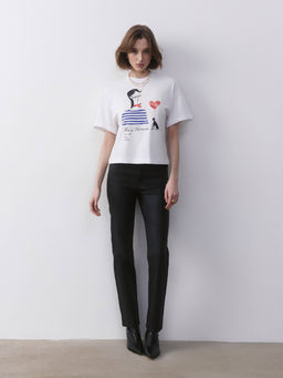 CONTE Футболка с манжетами и рисунком Adventures LD 2690 white-paris