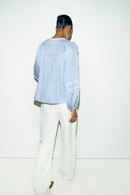 EMBROIDERED STRIPED BLOUSE - Zara фото 6