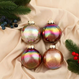 Ёлочные игрушки Мэдисон блеск, шары новогодние, d=8 см, набор 4 шт., МИКС