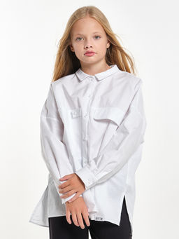 Рубашка для девочки подросткам школьная форма оверсайз UD 7953 белый - Mini maxi фото 10