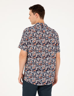 Lacivert Comfort Fit K_sa Kollu G_mlek