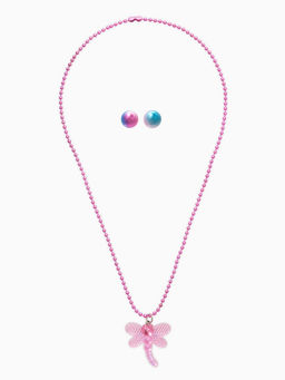 Цена за 2 шт. Набор детских украшений "Выбражулька" стрекоза, 2 предмета: кулон, пусеты, цвет розовый