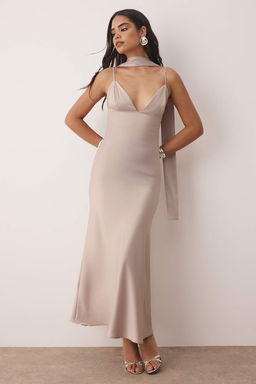 Kahverengi Sal Detayl? Saten Dokuma Maxi Abiye Gece Mezuniyet Elbisesi TPRSS25EL00312 - Trendyolmilla фото 32