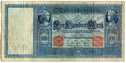 Банкнота 100 марок 1910 года Германия