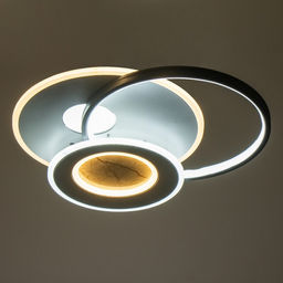 Люстра с ПДУ «Круги»LED 160 Вт чёрно-белый 50.5×46.5×6 см BayerLux