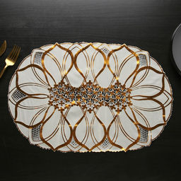 Набор салфеток ажурных Доляна «Веер», 46×30 см, 4 шт., ПВХ, золотой