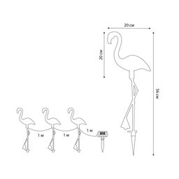 USL-S-833/PM530 FLAMINGO SET3 Садовый светильник на солнечной батарее Фламинго, в комплекте из 3 штук. 6 светодиодов. Белый свет. 1*АA Ni-Mh аккумулятор в/к. IP44. TM Uniel - Volpe фото 15