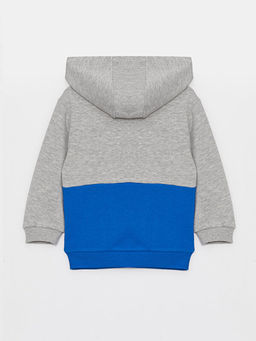 Bask?l? Uzun Kollu Erkek Bebek Hoodie ve E?ofman Alt? 2li Tak?m - Waikiki фото 3