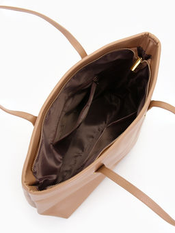 Сумка-шопер женская на молнии, размер 30.5×12×27 см, однотонная, бежевая