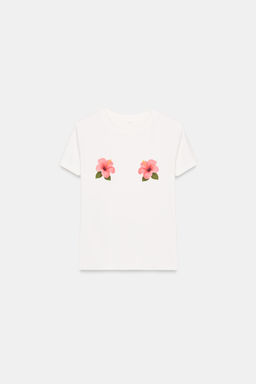 FLORAL PRINT SHORT SLEEVE T-SHIRT - Zara фото 3