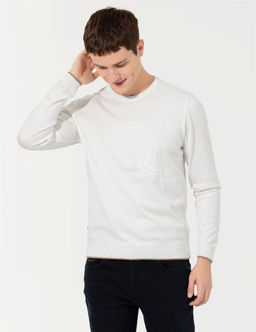 Ekru Regular Fit Bisiklet Yaka Triko Kazak - Pierre cardin фото 2