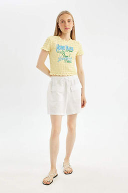 Классная футболка с короткими рукавами и круглым вырезом с принтом - Defacto фото 5