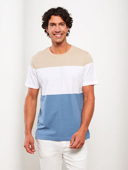 Bisiklet Yaka K?sa Kollu Renk Bloklu Penye Erkek Ti??rt - Waikiki фото 2