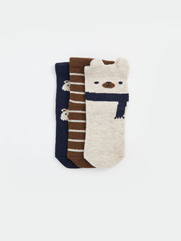 Bask?l? Erkek Bebek Soket ?orap 3l? - Waikiki фото 2