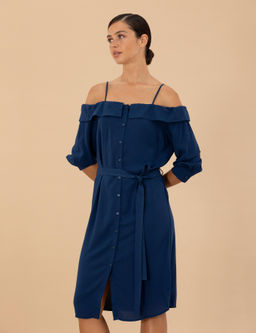 Lacivert Dokuma Elbise - Pierre cardin фото 4