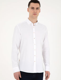 Beyaz Slim Fit Uzun Kollu G_mlek
