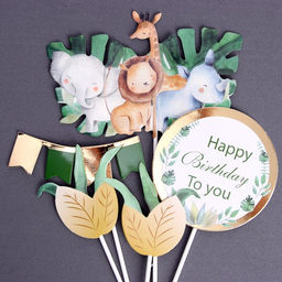 Топпер С днём рождения, сафари, в наборе 5 штук