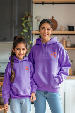 Mor K?z Cocuk S?rt Bask?l? Orme Mini Me Sweatshirt TKDAW25SW00047