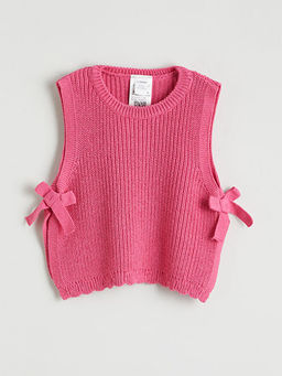 Bisiklet Yaka Fiyonk Detayl? K?z ?ocuk S?veter