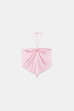 TOP SATINADO CUELLO HALTER / Rosa - Zara фото 5