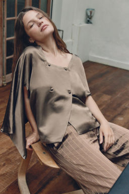 WRAPOVER LINEN BLEND SHIRT - Zara фото 2