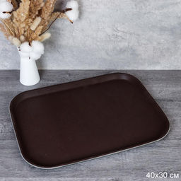 Поднос антискользящий 30х40 см силиконовая поверхность / NTSP30 /уп 36/коричневый - Галеонтрейд фото 2