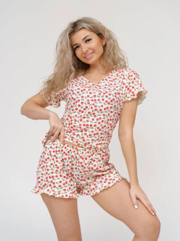 Пижама женская, цвет зеленый красный белый