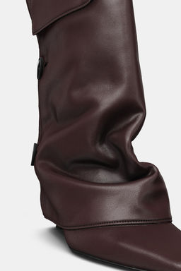 LEATHER FOOTED LEGGINGS HEELED ANKLE BOOTS - Zara фото 9