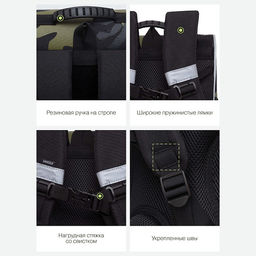 RAm-385-8 Рюкзак школьный с картхолдером на держателе и мешком для обуви - Grizzly фото 43