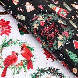Цена за 10 шт. Бумага упаковочная новогодняя глянцевая «Рождественские веночки», двусторонняя, 70×100 см