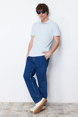 Beyaz Slim/Dar Kesim Yakas? Cizgili Basic %100 Pamuk Polo Yaka T-shirt TMNSS20PO0009