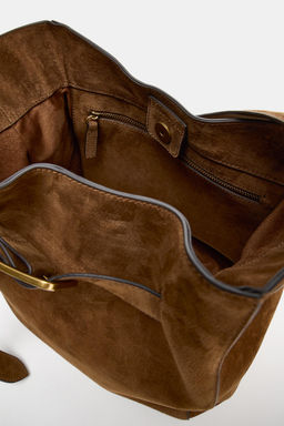 LEATHER BUCKET BAG WITH BELT DETAIL - Zara фото 5