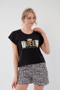 Пижама женская из футболки и шорт из кулирки Сафари белый - Амадэль фото 9