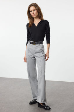 Gri Dikis Detayl? Yuksek Bel Wide Leg Pantolon TWOAW25JE00246