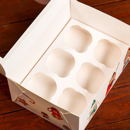 Цена за 2 шт. Коробка для 6 капкейков с окном «Рождественский домик», 25×17×10 см, упаковка