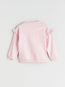 Bisiklet Yaka Barbie Bask?l? K?z Bebek Sweatshirt