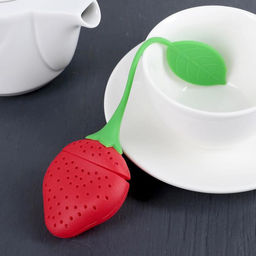 Цена за 2 шт. Ситечко для чая Доляна «Клубника», 5×19 см, красное