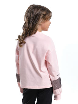Лонгслив для девочки с принтом UD 7897 крем-розовый - Mini maxi фото 3